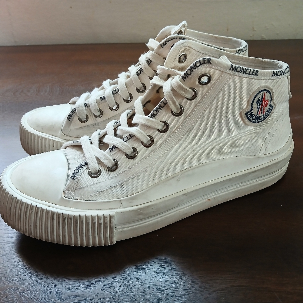 Moncler White High-Top Canvas Sneakers